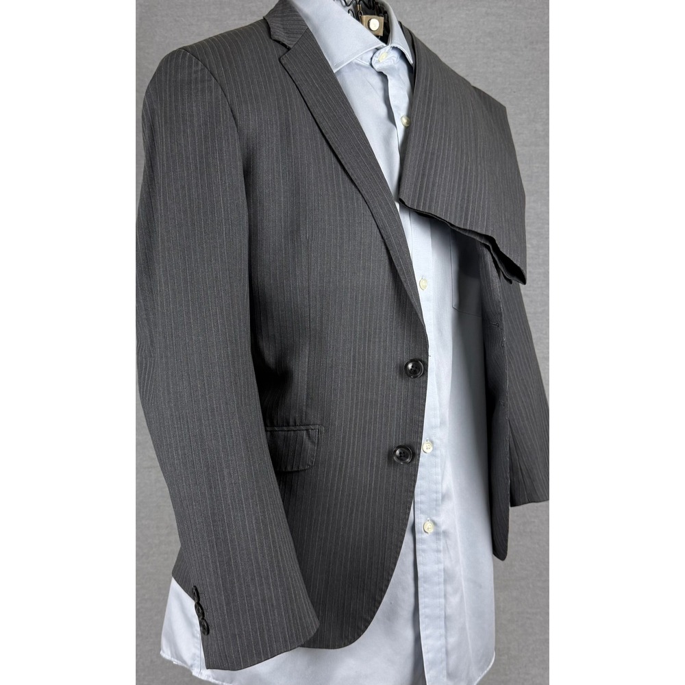 Ma-ji Masatomo Mens 36R Pinstripe Suit Charcoal Grey Wool Silk 2pc 32x26 M141318